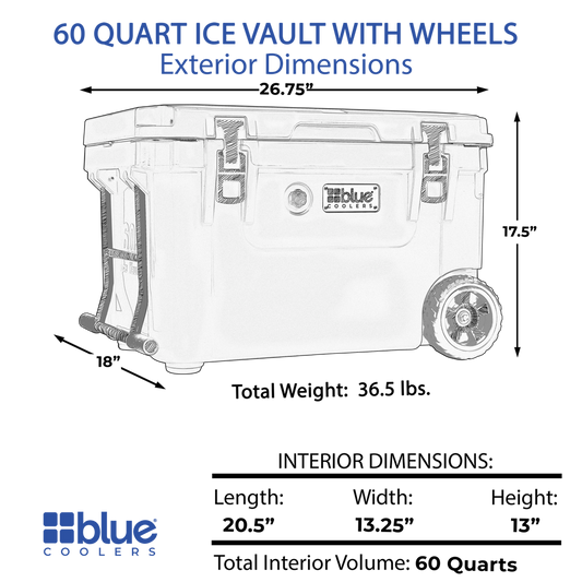 60 Quart Ice Vault Roto-Molded Cooler with Wheels